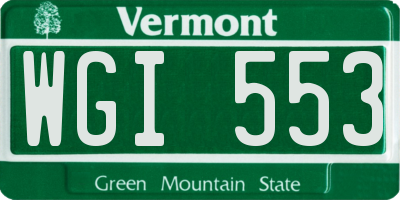 VT license plate WGI553