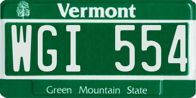 VT license plate WGI554