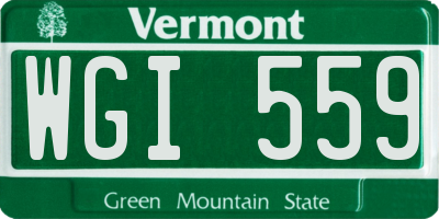 VT license plate WGI559