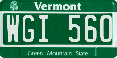 VT license plate WGI560