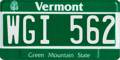 VT license plate WGI562