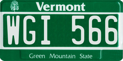 VT license plate WGI566