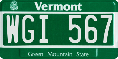 VT license plate WGI567