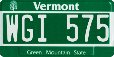 VT license plate WGI575