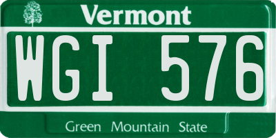 VT license plate WGI576