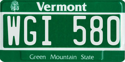 VT license plate WGI580