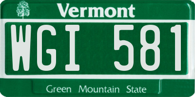 VT license plate WGI581
