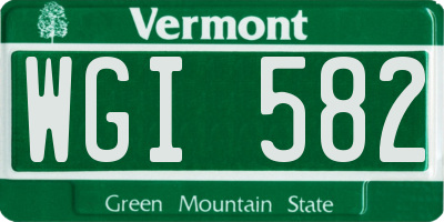 VT license plate WGI582