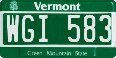 VT license plate WGI583