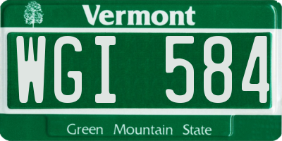 VT license plate WGI584