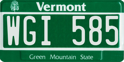 VT license plate WGI585