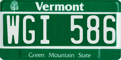 VT license plate WGI586