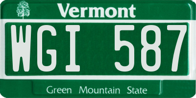 VT license plate WGI587