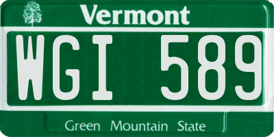 VT license plate WGI589