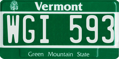 VT license plate WGI593