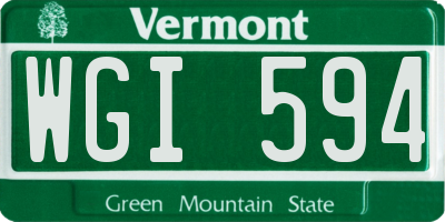 VT license plate WGI594