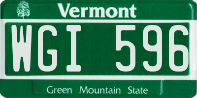 VT license plate WGI596