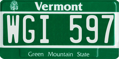 VT license plate WGI597