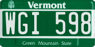 VT license plate WGI598