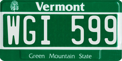 VT license plate WGI599