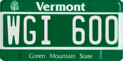 VT license plate WGI600