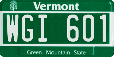 VT license plate WGI601