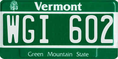 VT license plate WGI602