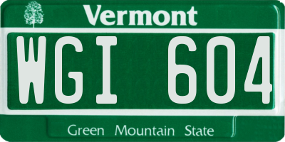VT license plate WGI604
