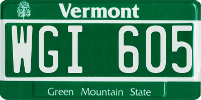 VT license plate WGI605
