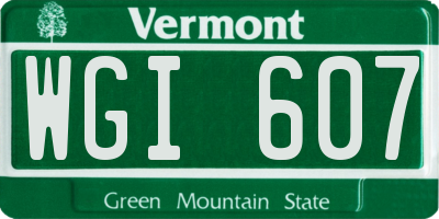 VT license plate WGI607