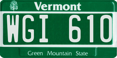 VT license plate WGI610