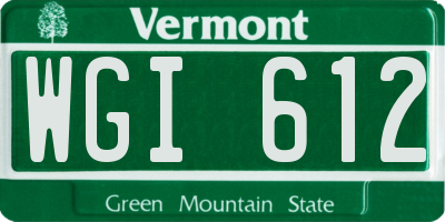 VT license plate WGI612
