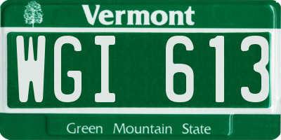 VT license plate WGI613