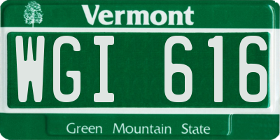 VT license plate WGI616
