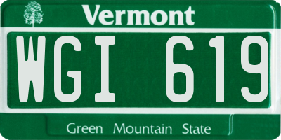 VT license plate WGI619