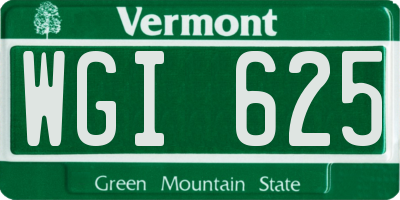 VT license plate WGI625