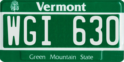 VT license plate WGI630