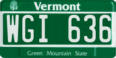 VT license plate WGI636