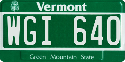 VT license plate WGI640