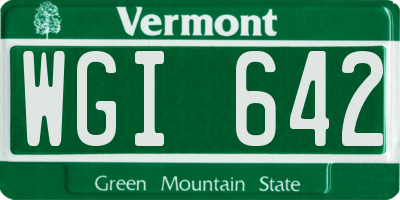 VT license plate WGI642