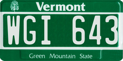 VT license plate WGI643