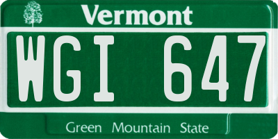 VT license plate WGI647
