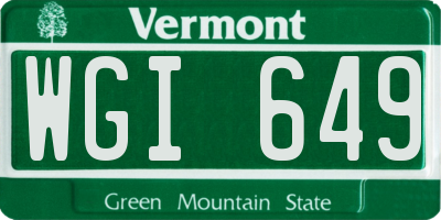 VT license plate WGI649