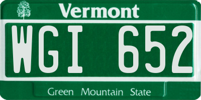 VT license plate WGI652