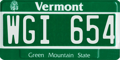 VT license plate WGI654