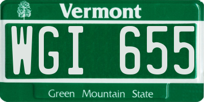 VT license plate WGI655
