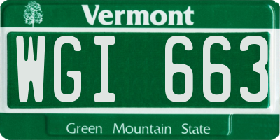 VT license plate WGI663