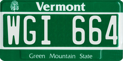 VT license plate WGI664