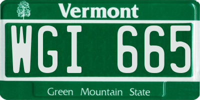 VT license plate WGI665