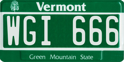VT license plate WGI666